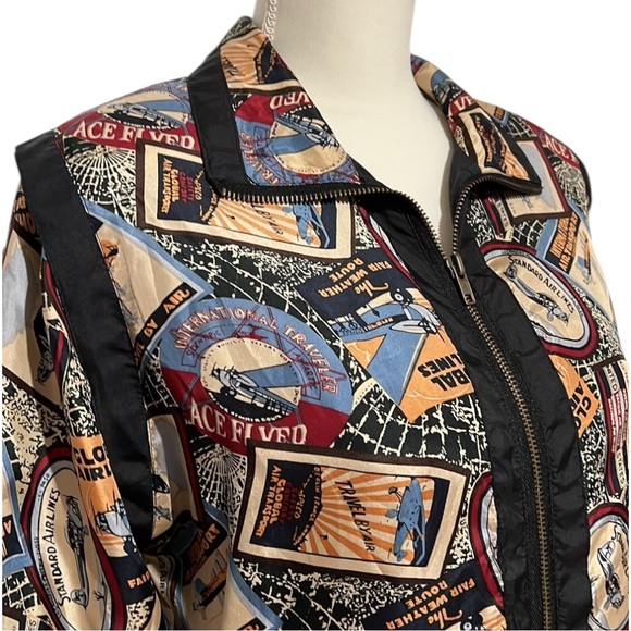 EVC Lavon Vintage Silk Women’s Travel Aviation theme Jacket SP - Picture 2 of 7